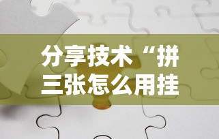 分享技术“拼三张怎么用挂”用挂教程
