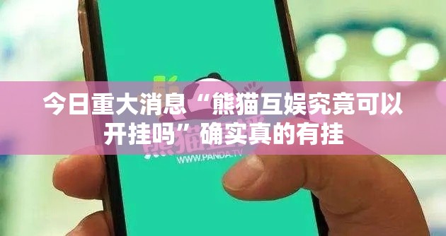 今日重大消息“熊猫互娱究竟可以开挂吗”确实真的有挂