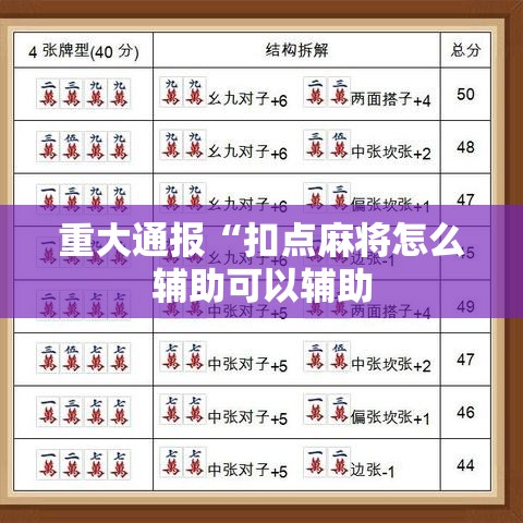 重大通报“扣点麻将怎么辅助可以辅助 重大通报“扣点麻将怎么辅助可以辅助