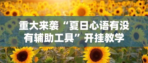 重大来袭“夏日心语有没有辅助工具”开挂教学