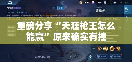 重磅分享“天涯枪王怎么能赢”原来确实有挂