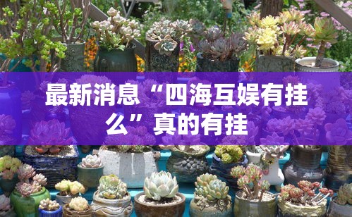 最新消息“四海互娱有挂么”真的有挂