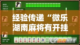 经验传递“微乐湖南麻将有开挂工具吗”开挂方法