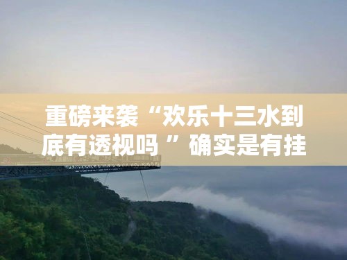 重磅来袭“欢乐十三水到底有透视吗 	”确实是有挂的