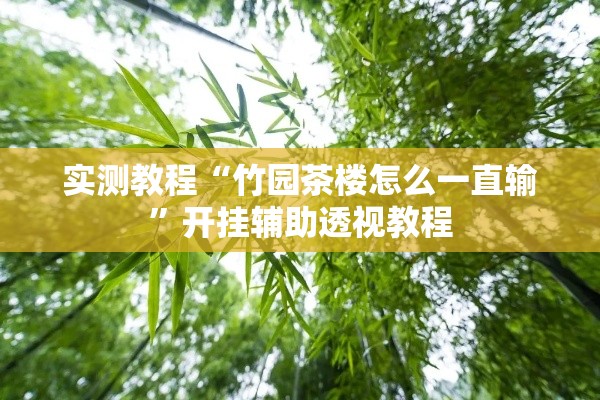 实测教程“竹园茶楼怎么一直输”开挂辅助透视教程
