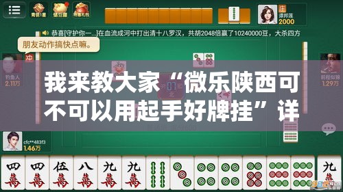 我来教大家“微乐陕西可不可以用起手好牌挂”详细分享步骤