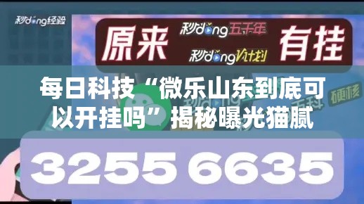 每日科技“微乐山东到底可以开挂吗”揭秘曝光猫腻