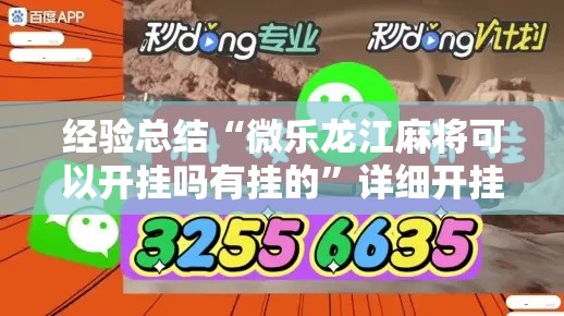 经验总结“微乐龙江麻将可以开挂吗有挂的”详细开挂教程