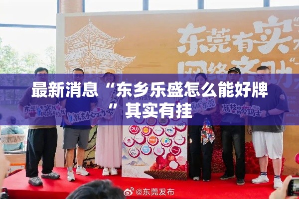 最新消息“东乡乐盛怎么能好牌”其实有挂