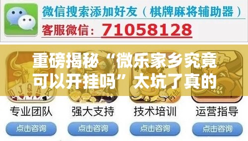 重磅揭秘“微乐家乡究竟可以开挂吗	”太坑了真的有挂