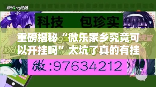 重磅揭秘“微乐家乡究竟可以开挂吗”太坑了真的有挂