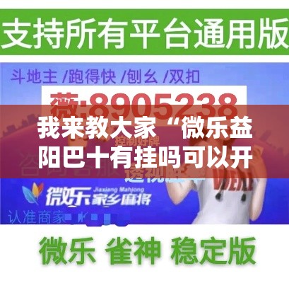 我来教大家“微乐益阳巴十有挂吗可以开挂吗”详细辅助