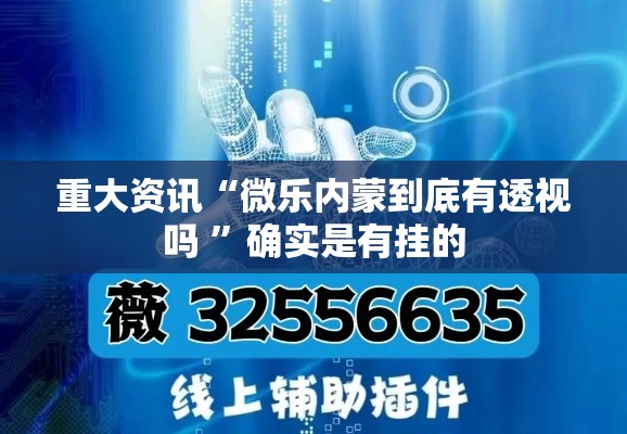 重大资讯“微乐内蒙到底有透视吗 ”确实是有挂的
