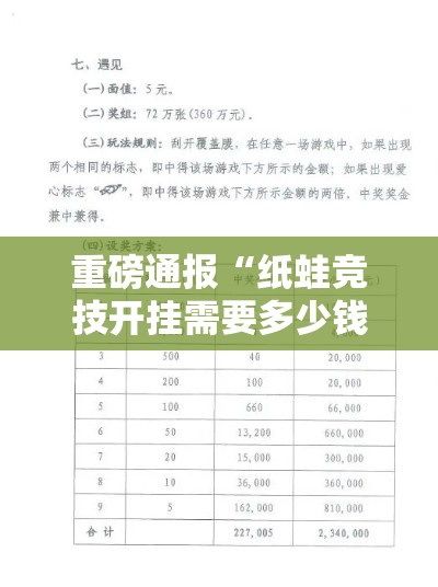 重磅通报“纸蛙竞技开挂需要多少钱”开挂详细教程