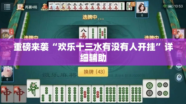 重磅来袭“欢乐十三水有没有人开挂”详细辅助