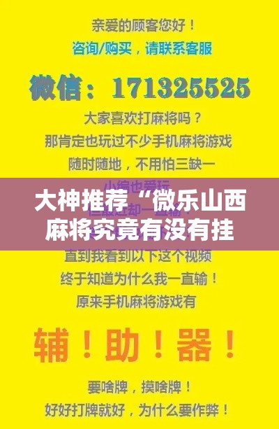 大神推荐“微乐山西麻将究竟有没有挂”确实是有挂的