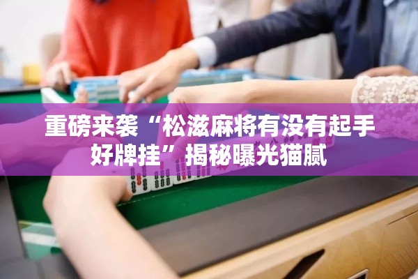 重磅来袭“松滋麻将有没有起手好牌挂”揭秘曝光猫腻