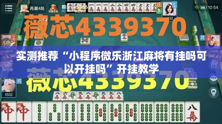 实测推荐“小程序微乐浙江麻将有挂吗可以开挂吗”开挂教学
