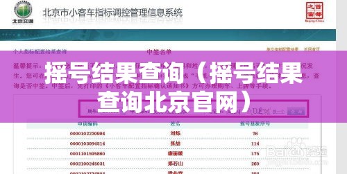 摇号结果查询(摇号结果查询北京官网) 摇号结果查询(摇号结果查询北京官网)