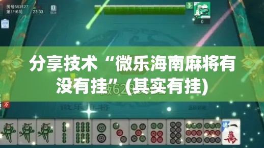分享技术“微乐海南麻将有没有挂”(其实有挂)