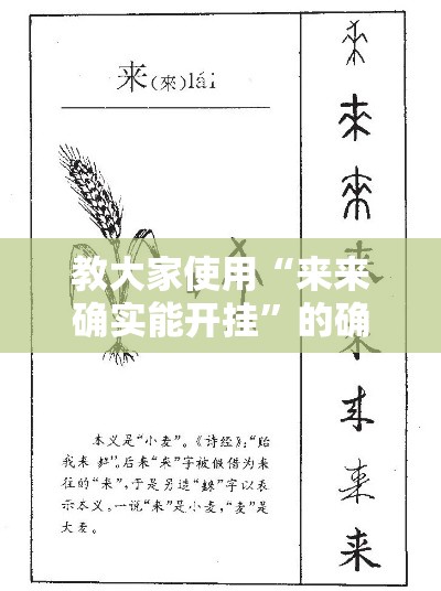 教大家使用“来来确实能开挂”的确有挂