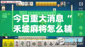 今日重大消息“禾城麻将怎么辅助”真的有挂