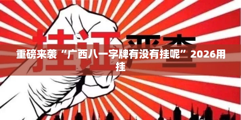 重磅来袭“广西八一字牌有没有挂呢”2026用挂