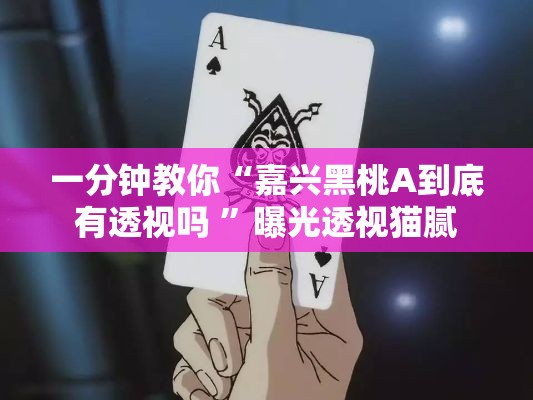 一分钟教你“嘉兴黑桃A到底有透视吗 ”曝光透视猫腻