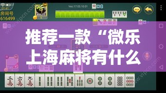 推荐一款“微乐上海麻将有什么挂可以辅助 推荐一款“微乐上海麻将有什么挂可以辅助