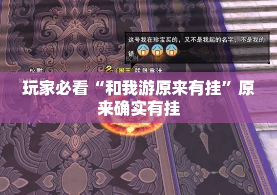 玩家必看“和我游原来有挂”原来确实有挂