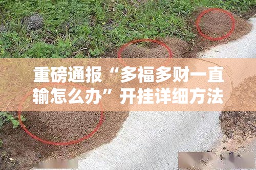 重磅通报“多福多财一直输怎么办”开挂详细方法