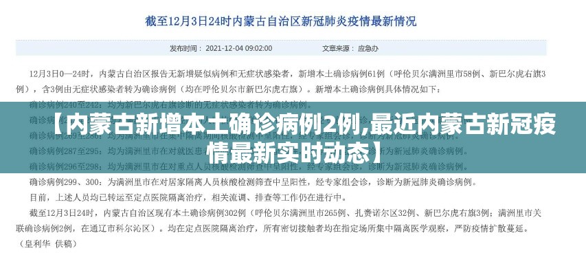 【内蒙古新增本土确诊病例2例,最近内蒙古新冠疫情最新实时动态】 【内蒙古新增本土确诊病例2例,最近内蒙古新冠疫情最新实时动态】