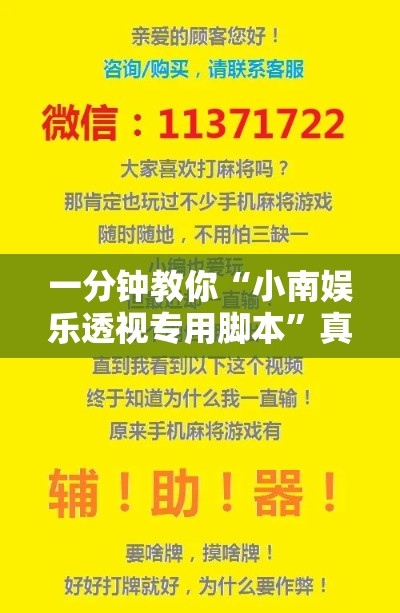 一分钟教你“小南娱乐透视专用脚本	”真可以装挂