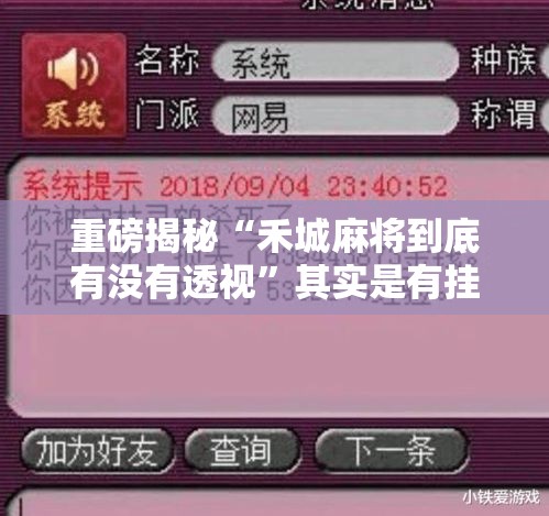 重磅揭秘“禾城麻将到底有没有透视”其实是有挂