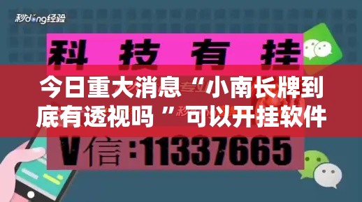 今日重大消息“小南长牌到底有透视吗 ”可以开挂软件