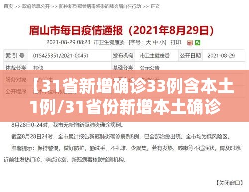【31省新增确诊33例含本土1例/31省份新增本土确诊】 【31省新增确诊33例含本土1例/31省份新增本土确诊】