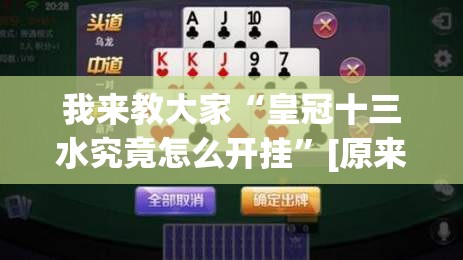 我来教大家“皇冠十三水究竟怎么开挂”[原来真的有挂]
