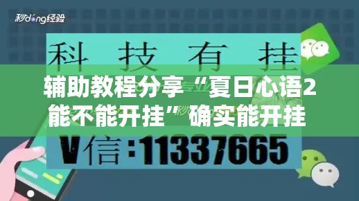 辅助教程分享“夏日心语2能不能开挂	”确实能开挂 