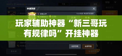 玩家辅助神器“新三哥玩有规律吗”开挂神器