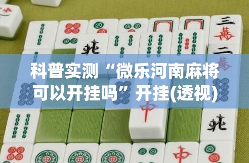 科普实测“微乐河南麻将可以开挂吗”开挂(透视)