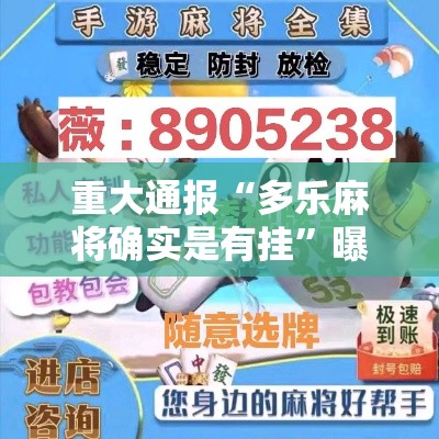 重大通报“多乐麻将确实是有挂”曝光透视猫腻