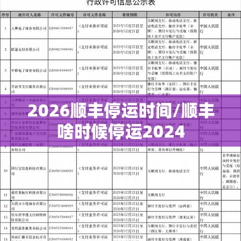 2026顺丰停运时间/顺丰啥时候停运2024