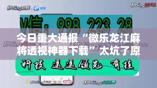 今日重大通报“微乐龙江麻将透视神器下载”太坑了原来有挂
