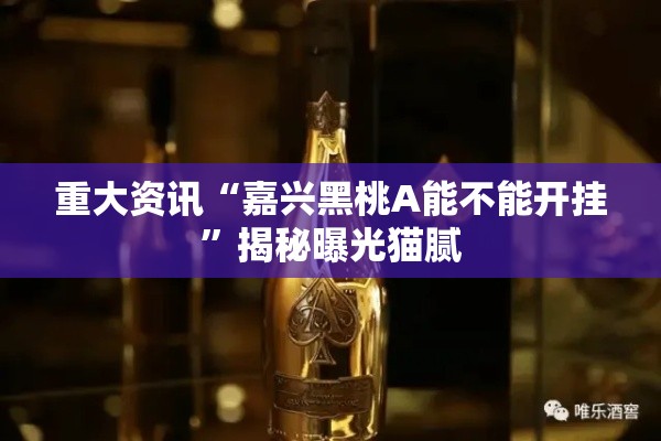 重大资讯“嘉兴黑桃A能不能开挂”揭秘曝光猫腻