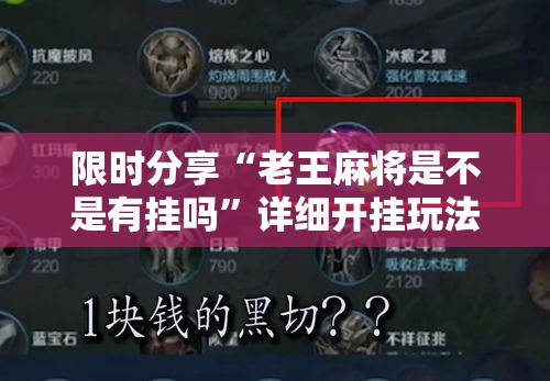 限时分享“老王麻将是不是有挂吗	”详细开挂玩法
