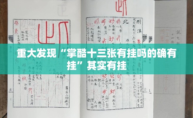 重大发现“掌酷十三张有挂吗的确有挂	”其实有挂