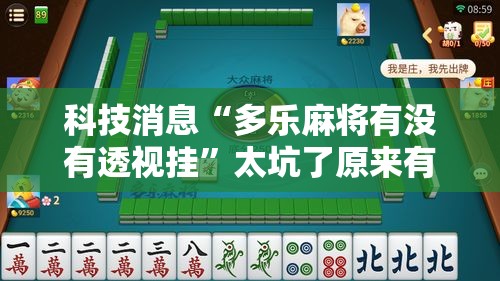 科技消息“多乐麻将有没有透视挂”太坑了原来有挂
