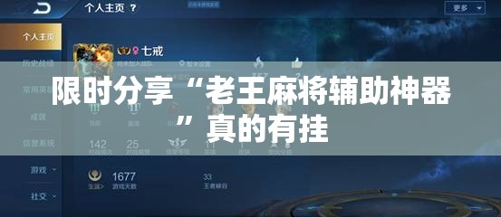限时分享“老王麻将辅助神器”真的有挂