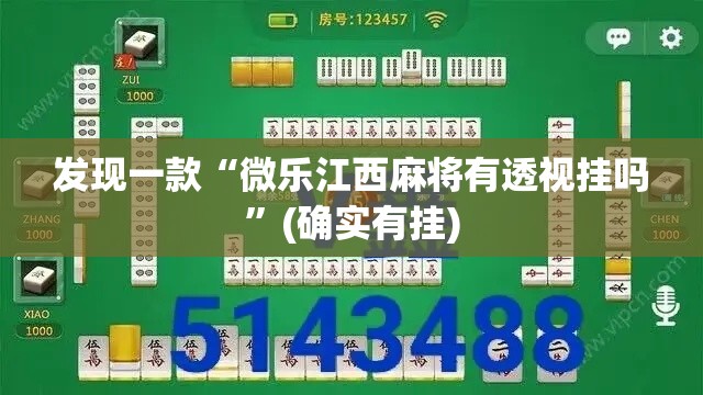 发现一款“微乐江西麻将有透视挂吗”(确实有挂)