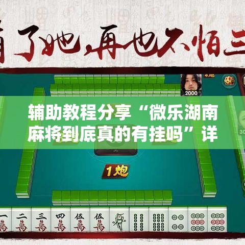 辅助教程分享“微乐湖南麻将到底真的有挂吗”详细开挂步骤